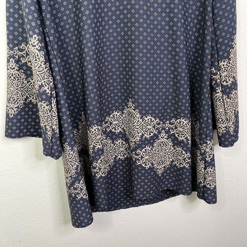 Jella C Women's Long Sleeve Shift Dress Size Medium Keyhole Button Boho - Picture 7 of 8